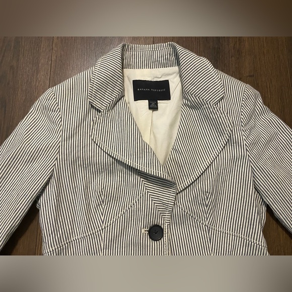 Women’s Banana Republic Blue Pin Stripe White Blazer Jacket 2P - Picture 4 of 12